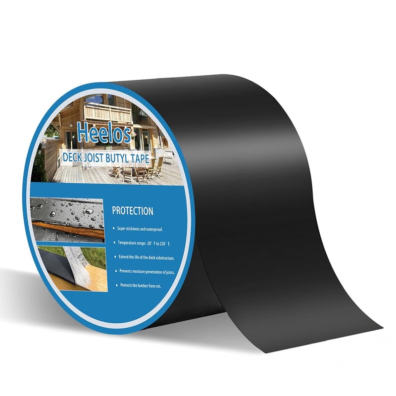 Heelos Butyl Joist Deck Tape 4"×50,1 Pack Weather-Resistant Deck Joist Tape Waterproof Flashing Tape, Self-Adhesive Joist Tape Decking for Wood Decks Joist Beams Roof - Image 1